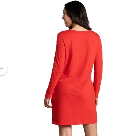 Toad & Co Small Ponderosa Long Sleeve Dress Organic Cotton Winterberry Womens - Picture 2 of 16